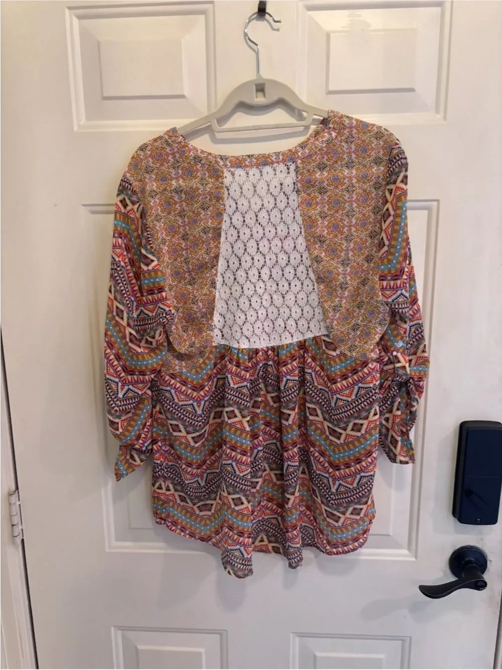 Figueroa and Flower Boho Multicolor V-Neck Printed Blouse